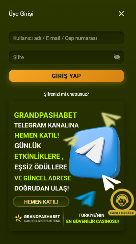 Grandpashabet kayıt formu